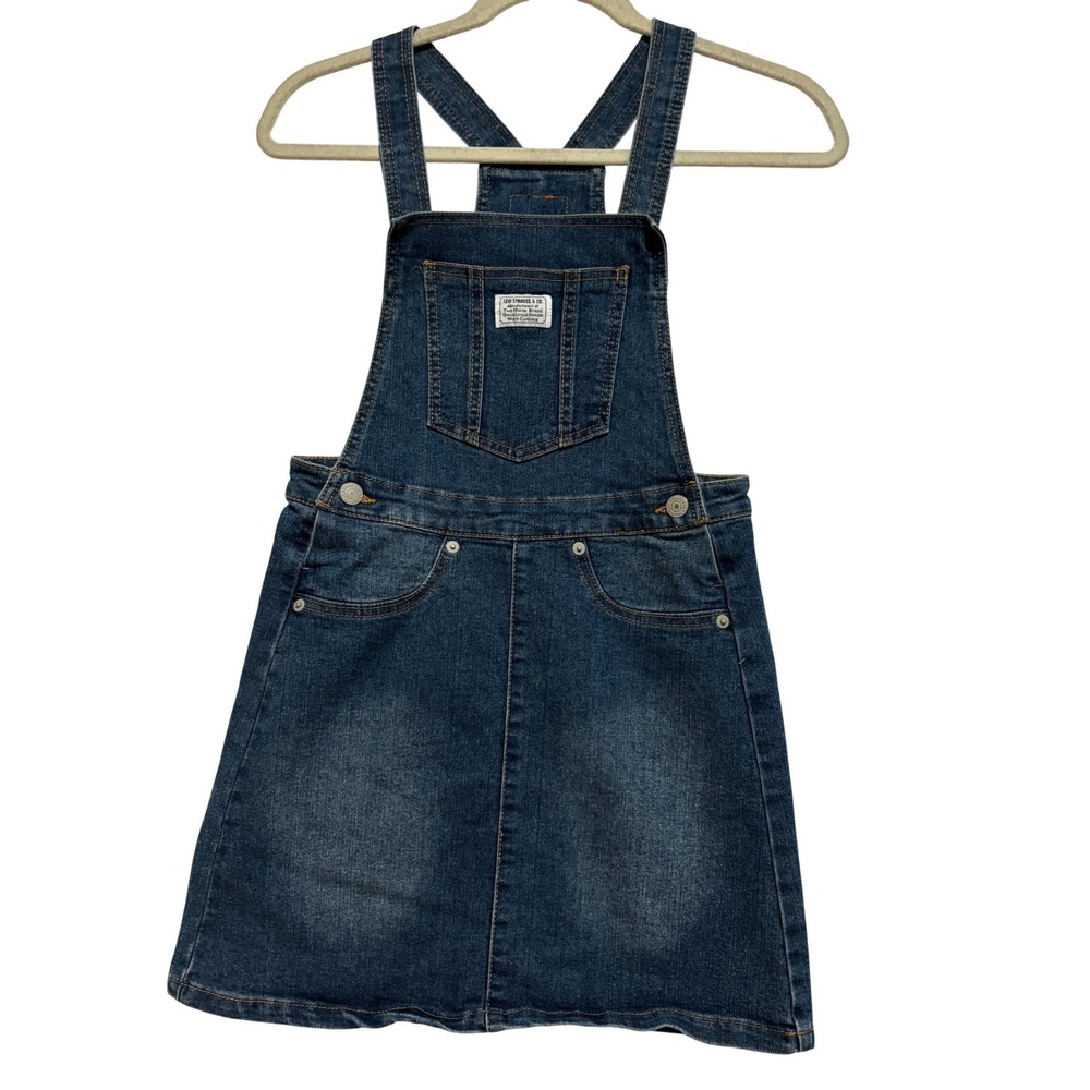 Levis Kids Medium Wash Denim Overall Jumper Dress Size M 10/12 Western Academia
